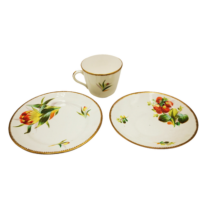 Antique Hand Painted Floral China Teacup Trio Pattern 3119