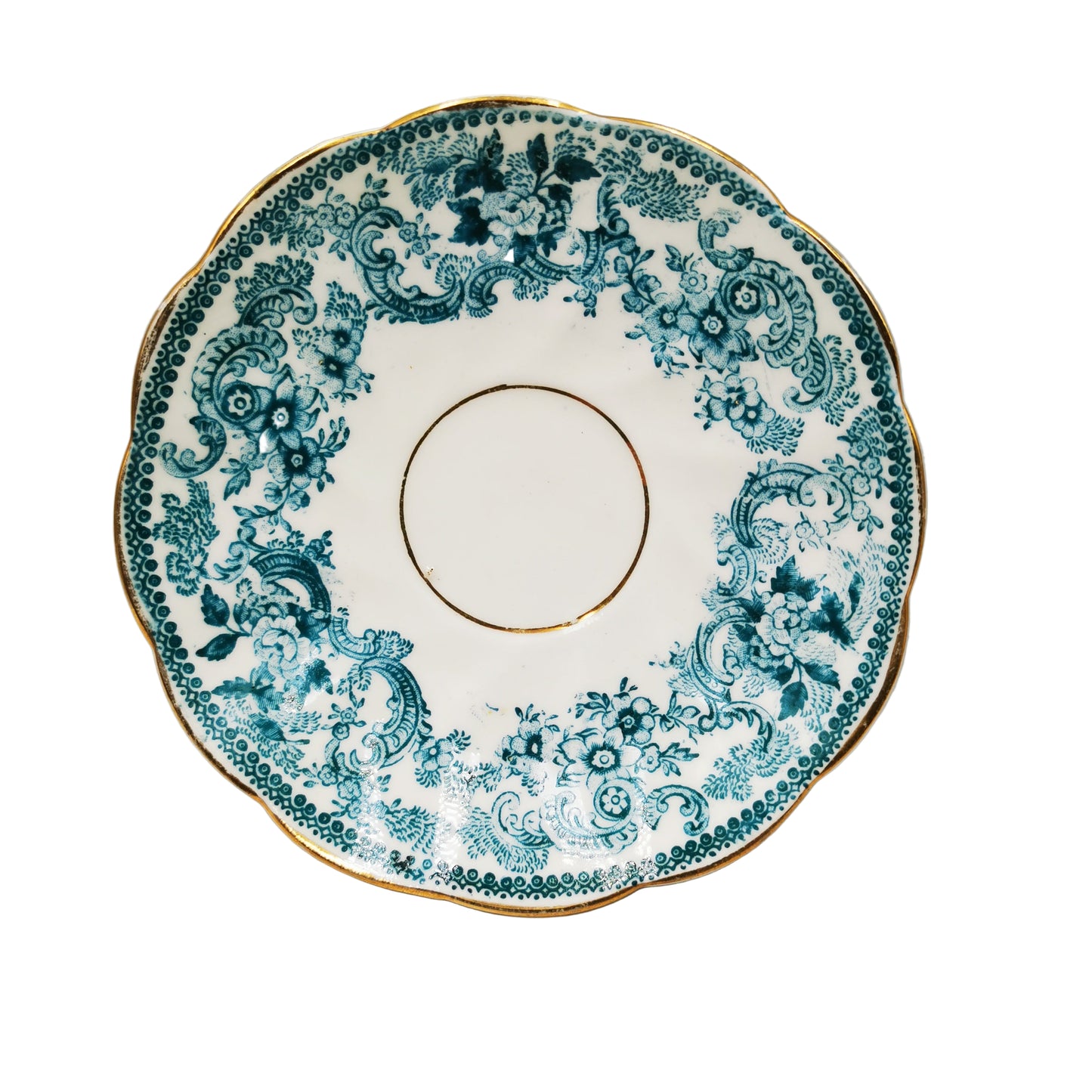 Antique Porcelain China 9250 Turquoise Blue and White Saucer