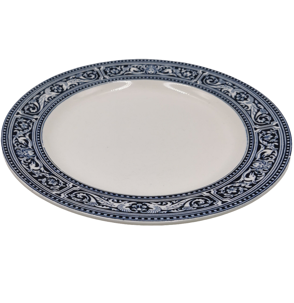 Antique Royal Doulton Cluny Blue and White China Dinner Plate