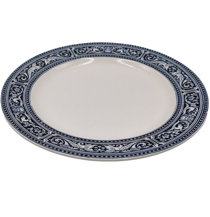 Antique Royal Doulton Cluny Blue and White China Dinner Plate