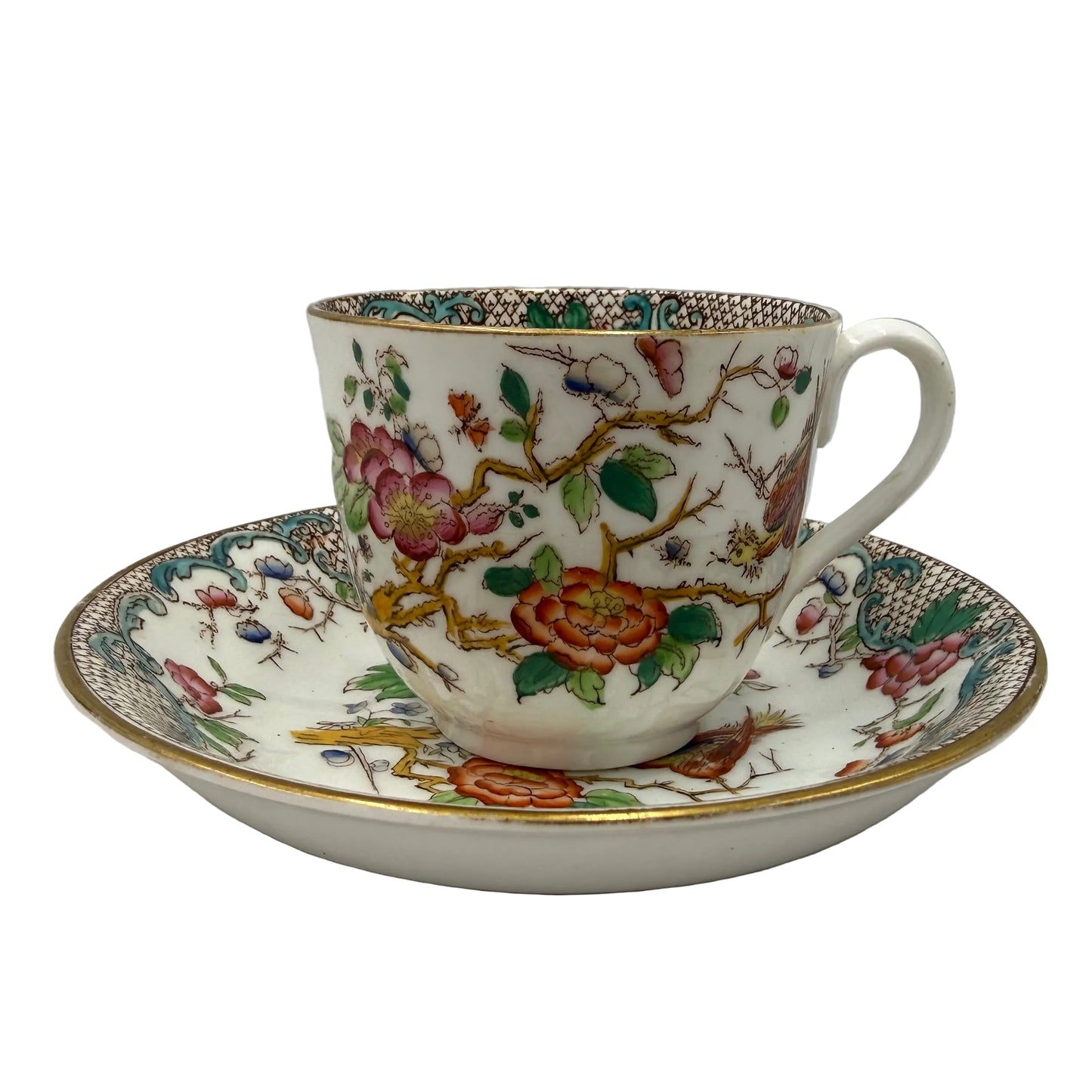 Antique-Asiatic-Pheasant-Coffee-Cup-and-Saucer