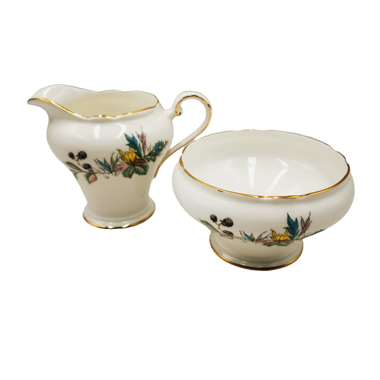 Aynsley China Berry Lane 2167 Milk Jug and Sugar Bowl Set