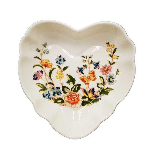 Aynsley China Cottage Garden Heart Shape Trinket Dish