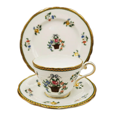 Aynsley-China-Flower-Basket-B204-Teacup-Saucer-and-Large-Side-Plate-Trio