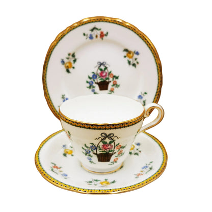 Aynsley-China-Flower-Basket-B204-Teacup-Saucer-and-Side-Plate-Trio