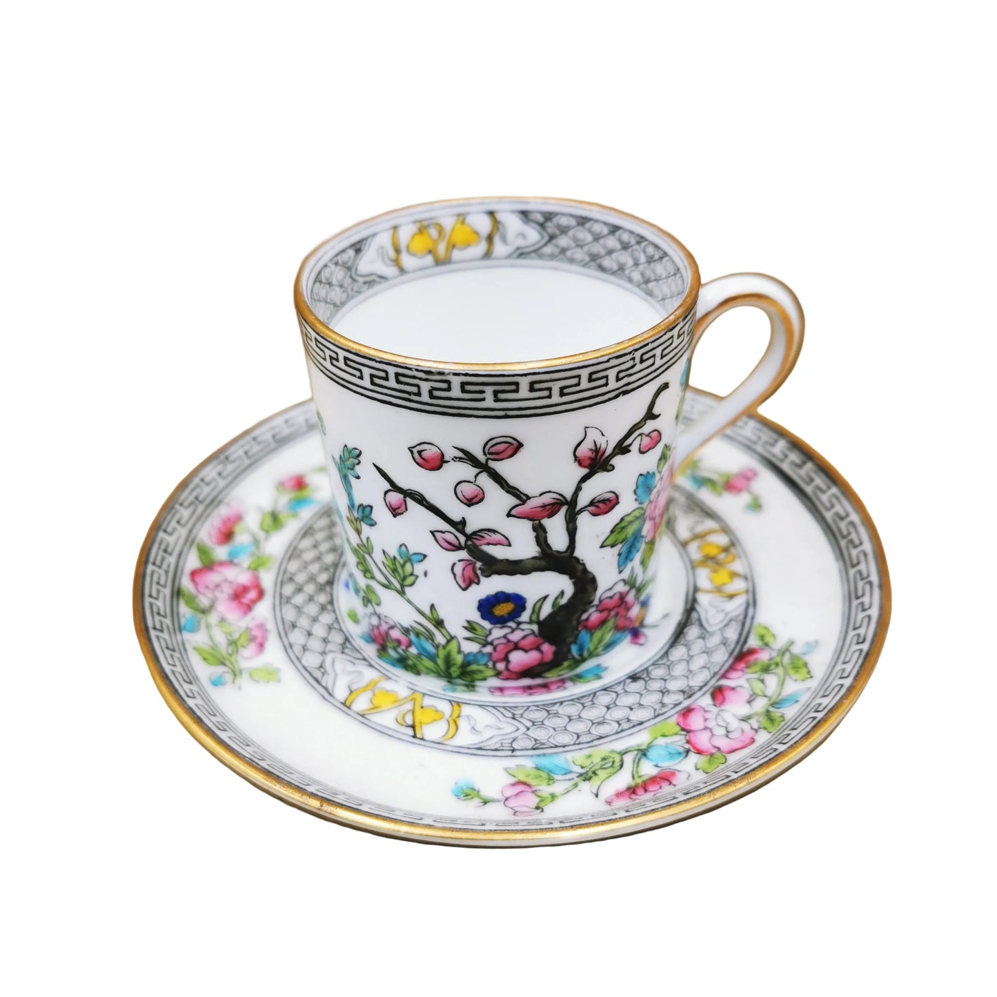 Aynsley-China-Indian-Tree-1173-Demitasse-Coffee-Cup-and-Saucer