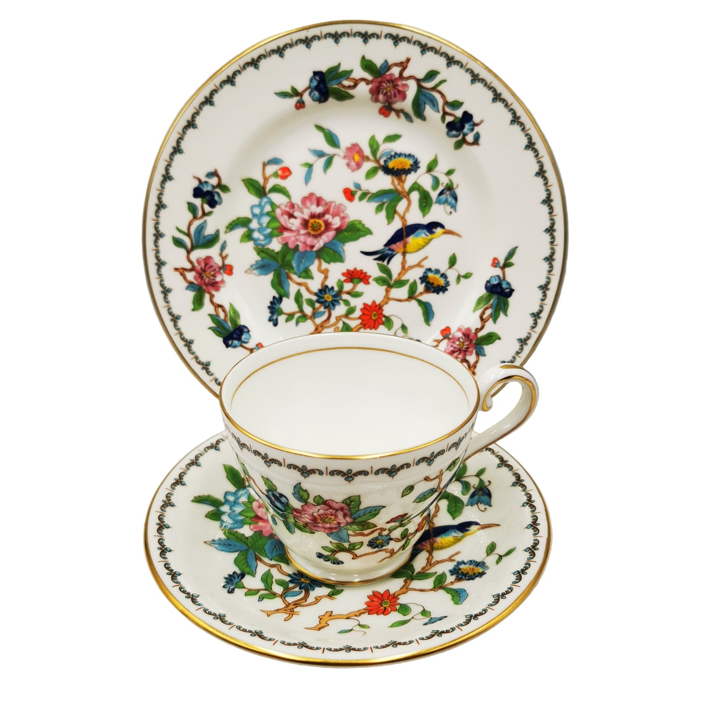 Aynsley China Pembroke Teacup Saucer & Side Plate Trio