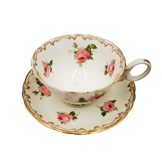 Bishop and Stonier Bisto Porcelain Floral China 1110 Teacup and Saucer