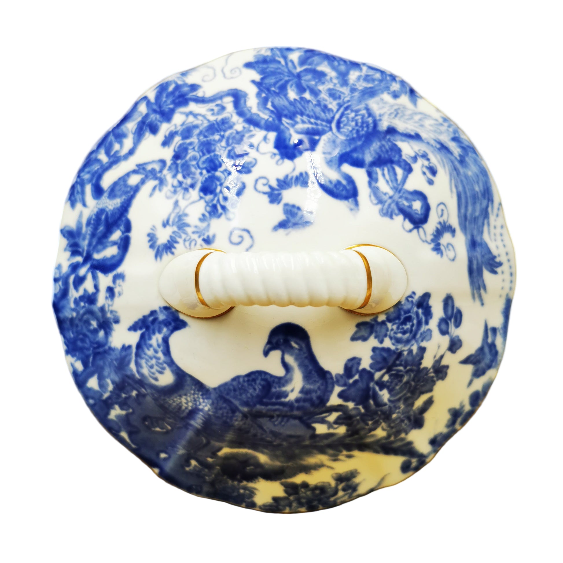 Royal Crown Derby China Blue Aves A1309 Lidded Tureen 1954