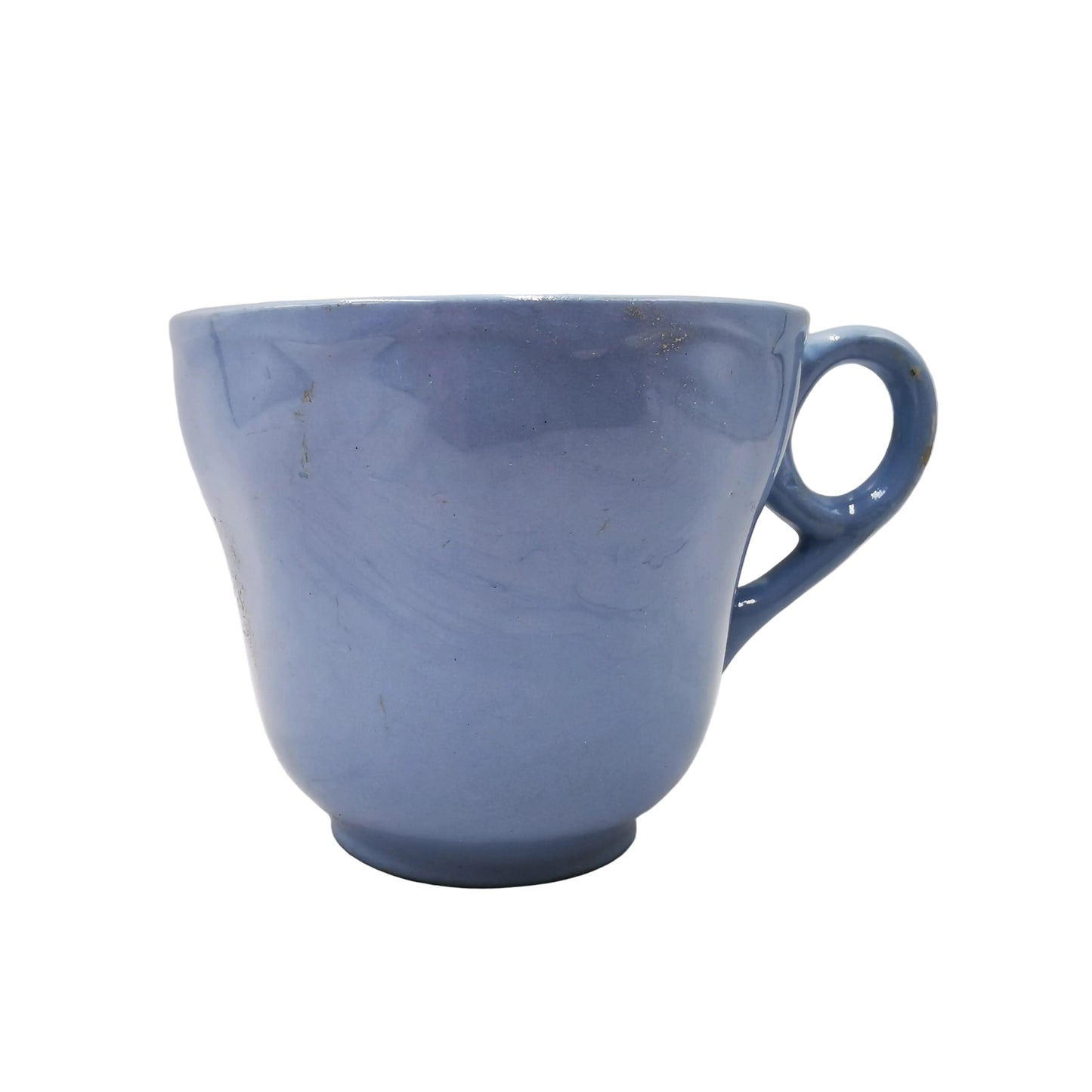 A light blue ceramic coffee mug with a small loop handle, shown on a plain light gray background.