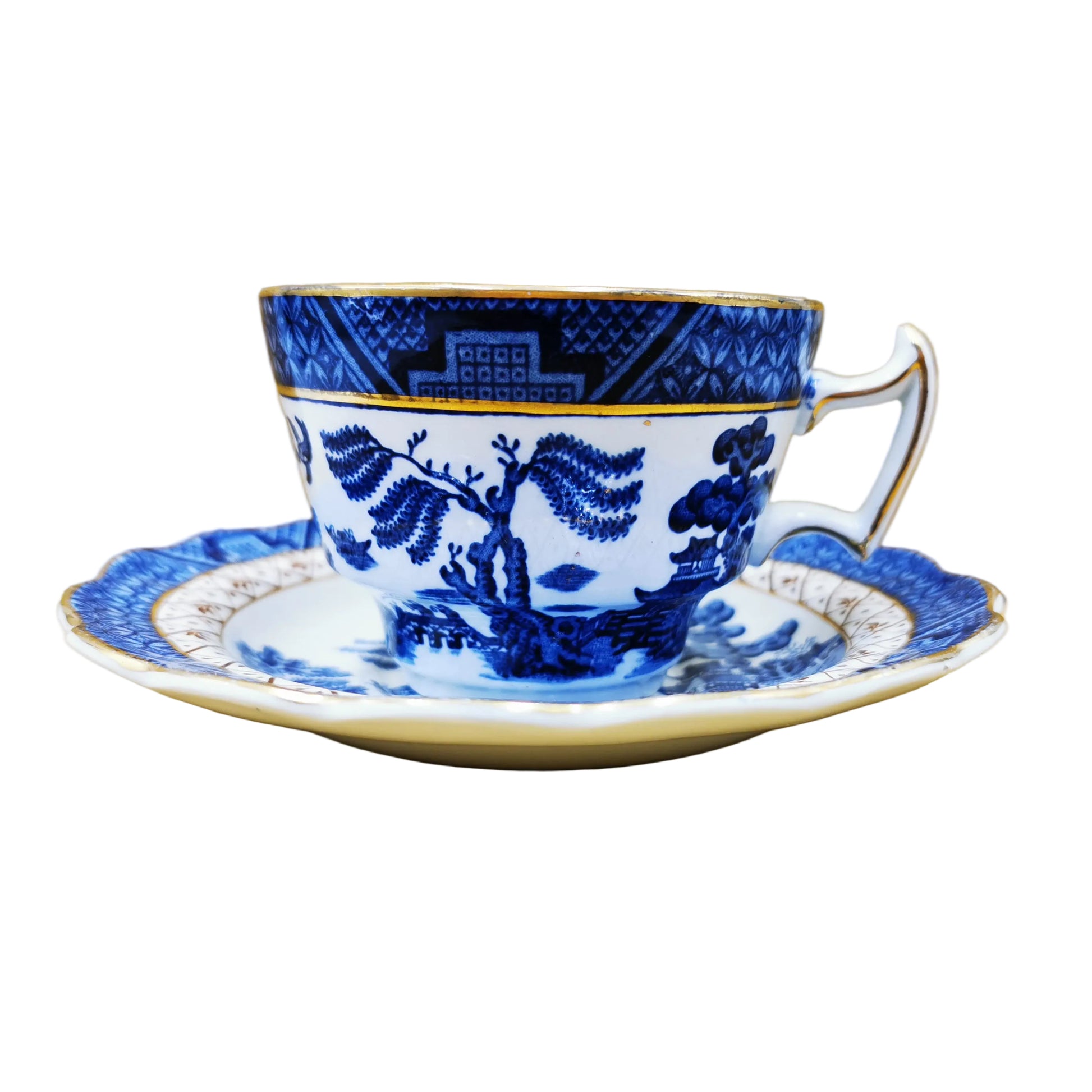 Booths Real Old Willow Blue and White China Teacup and Saucer