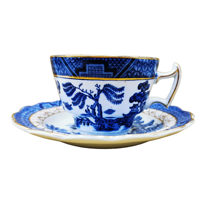 Booths Real Old Willow Blue and White China Teacup and Saucer
