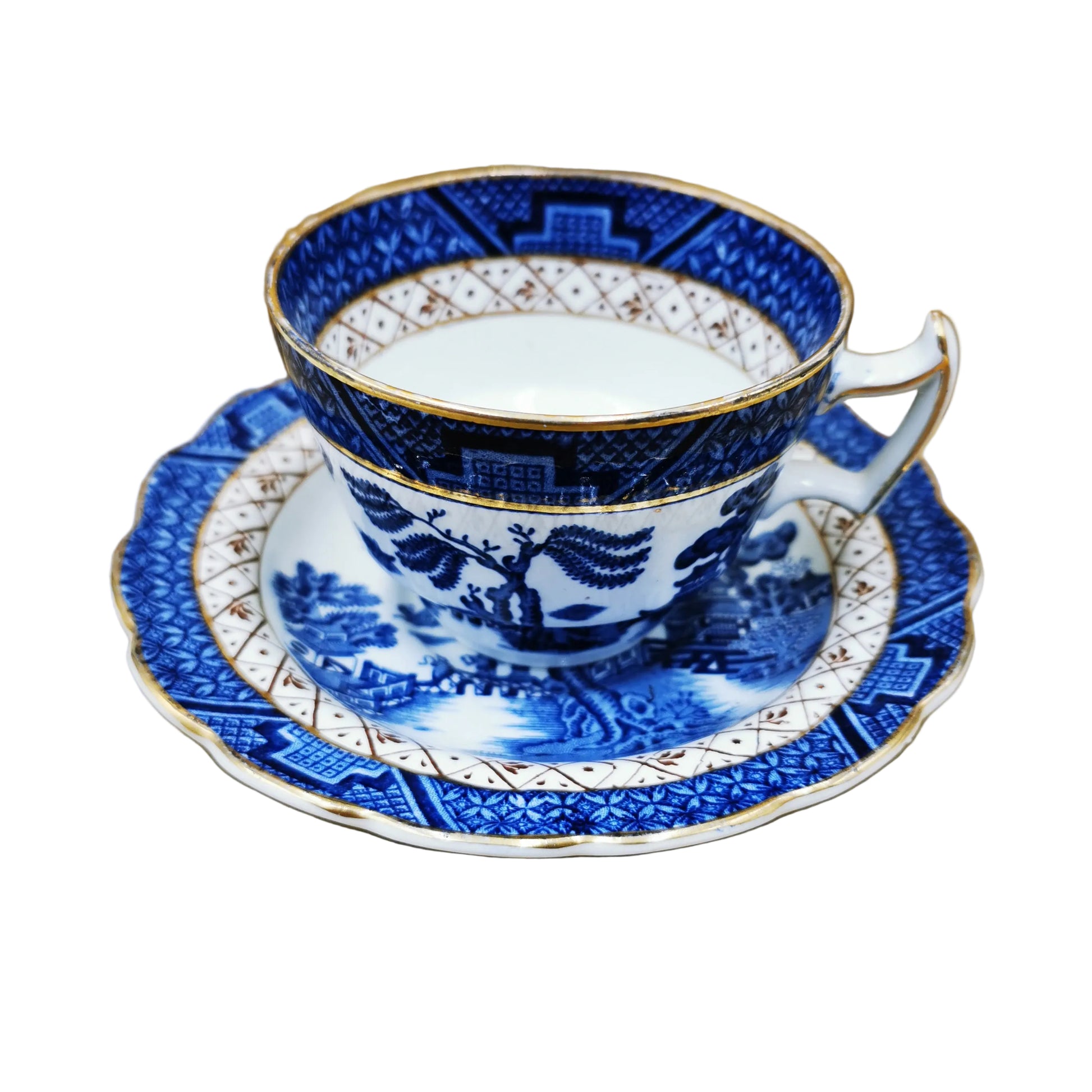 Booths-Real-Old-Willow-Blue-and-White-China-Teacup-and-Saucer