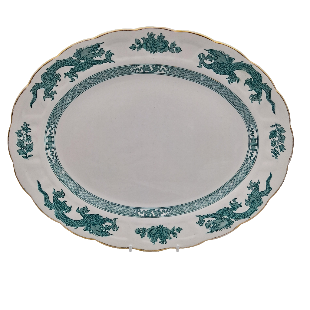 Booths Silicon China Turquoise Dragon 12.25-inch Serving Platter