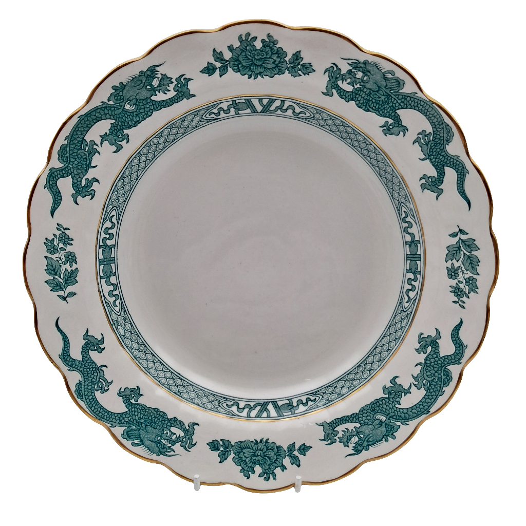 Booths Silicon China Turquoise Dragon Rimmed Soup Bowl