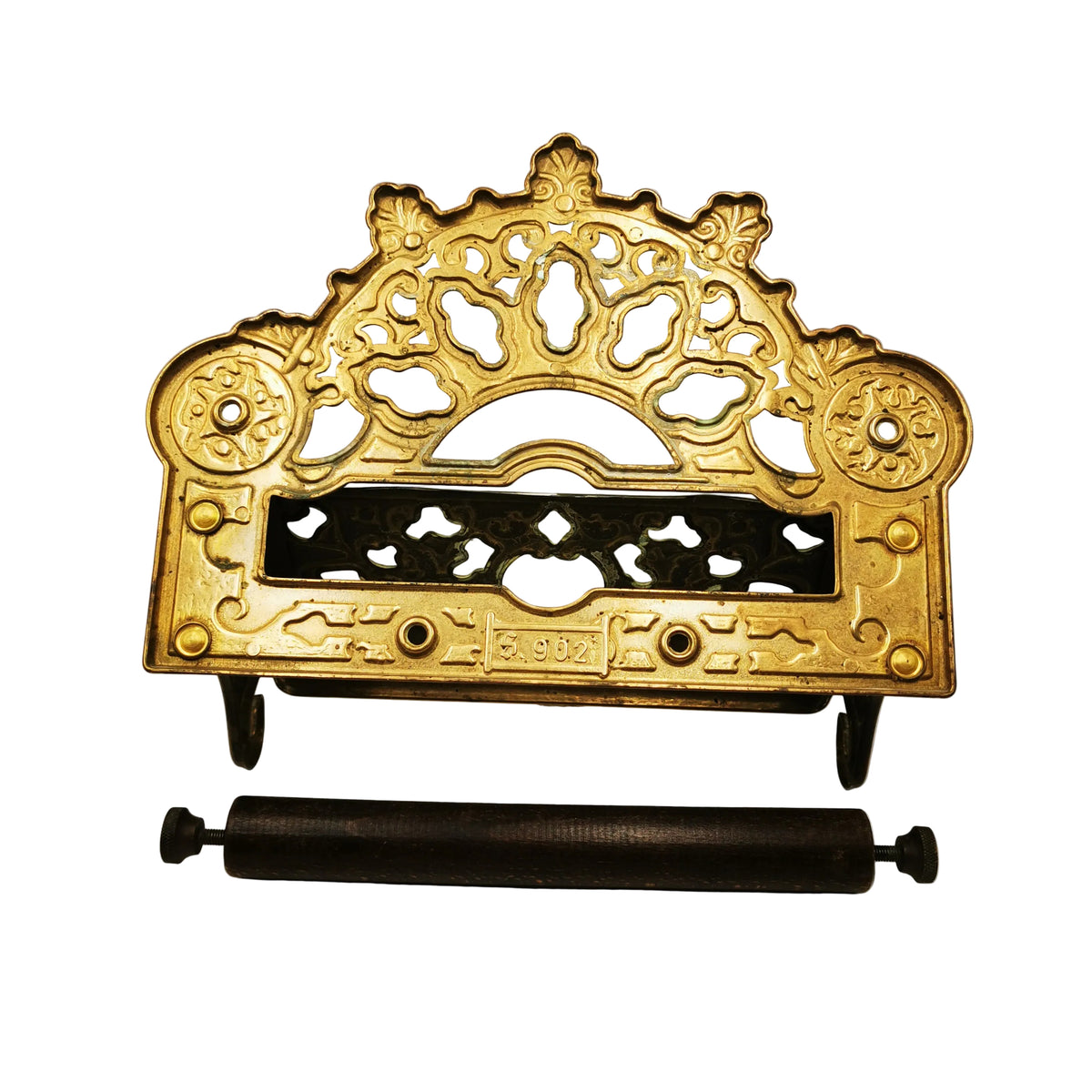 Brass-Kitchen-Roll-Holder-Vintage-Italian-Cast-Brass