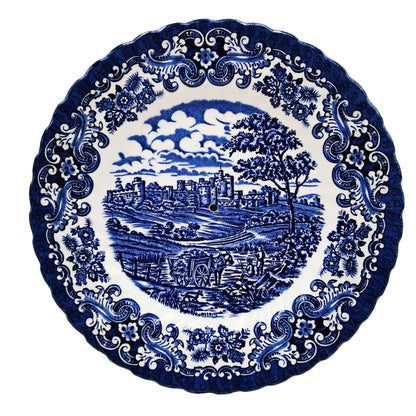 British Anchor Ironstone China Olde Country Castles blue and white china 10-inch Cake Stand Plate