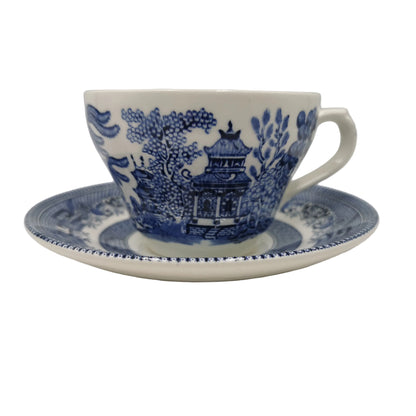 Broadhurst Blue and White Willow China Teacup and Saucer