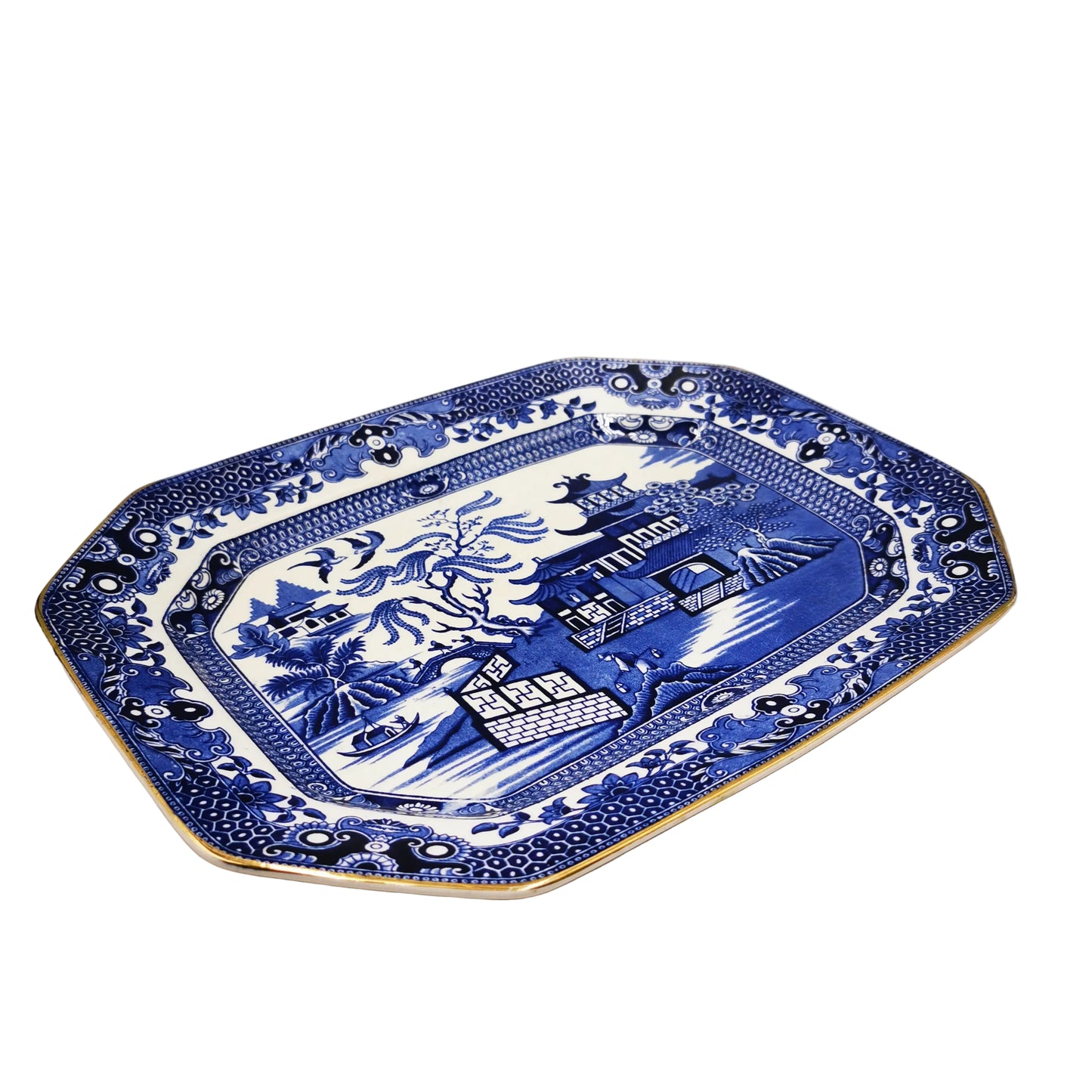 Burgess & Leigh Burleigh Ware Blue and White Willow China 11-3/8th-inch Platter