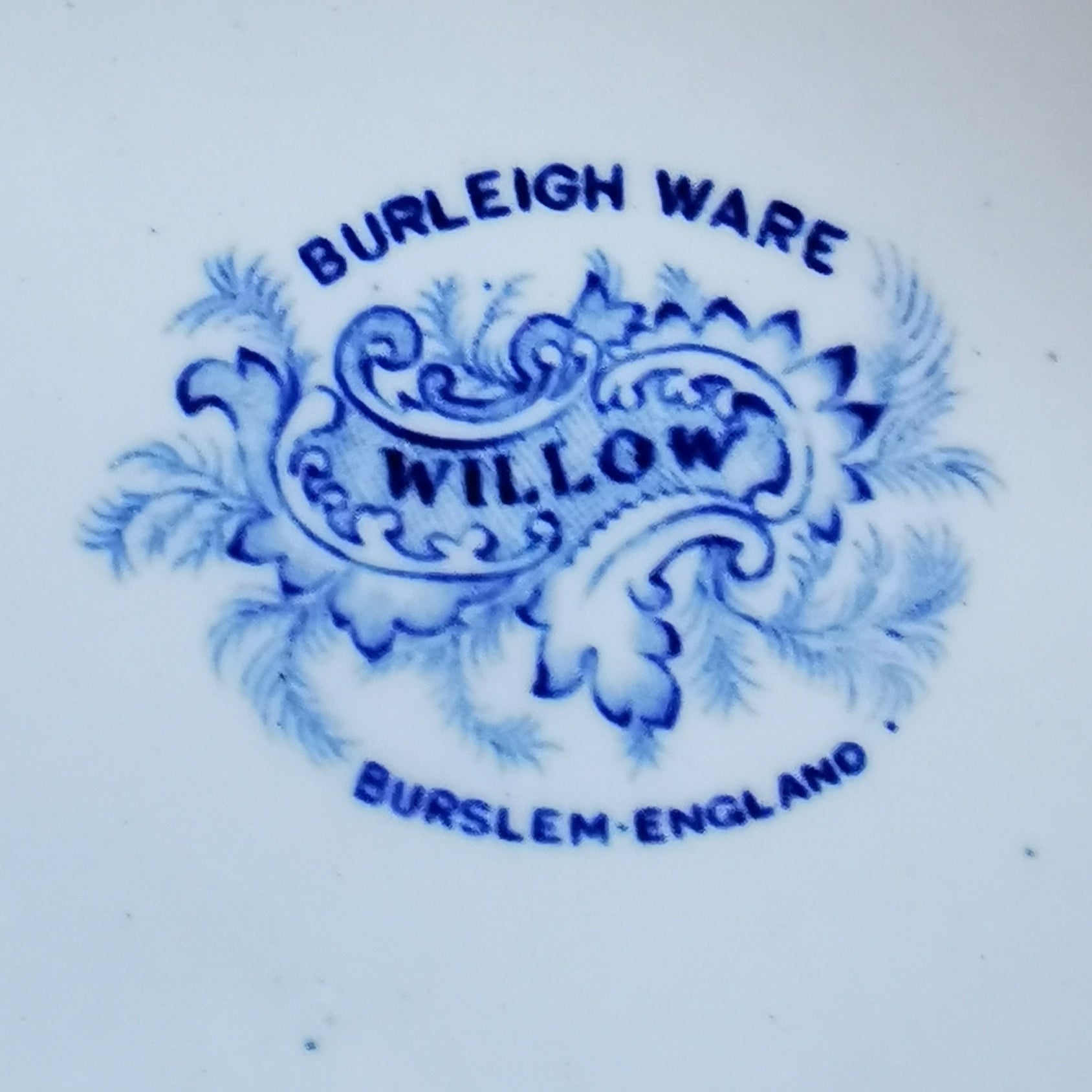 Burgess-&-Leigh-Burleigh-Ware-Blue-and-White-Willow-China-Dessert-Plate