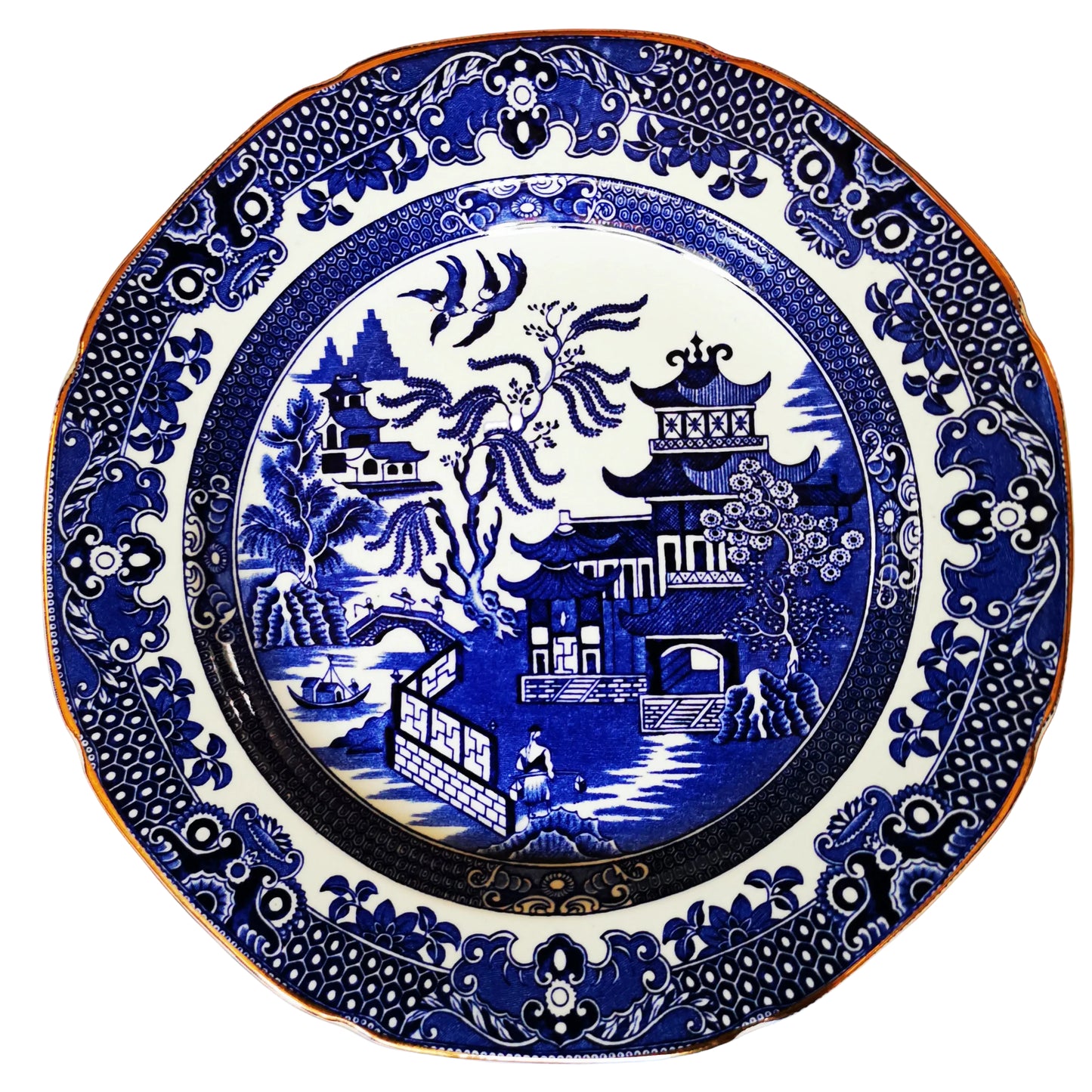 Burgess & Leigh Burleigh Ware Blue and White Willow China Dessert Plate