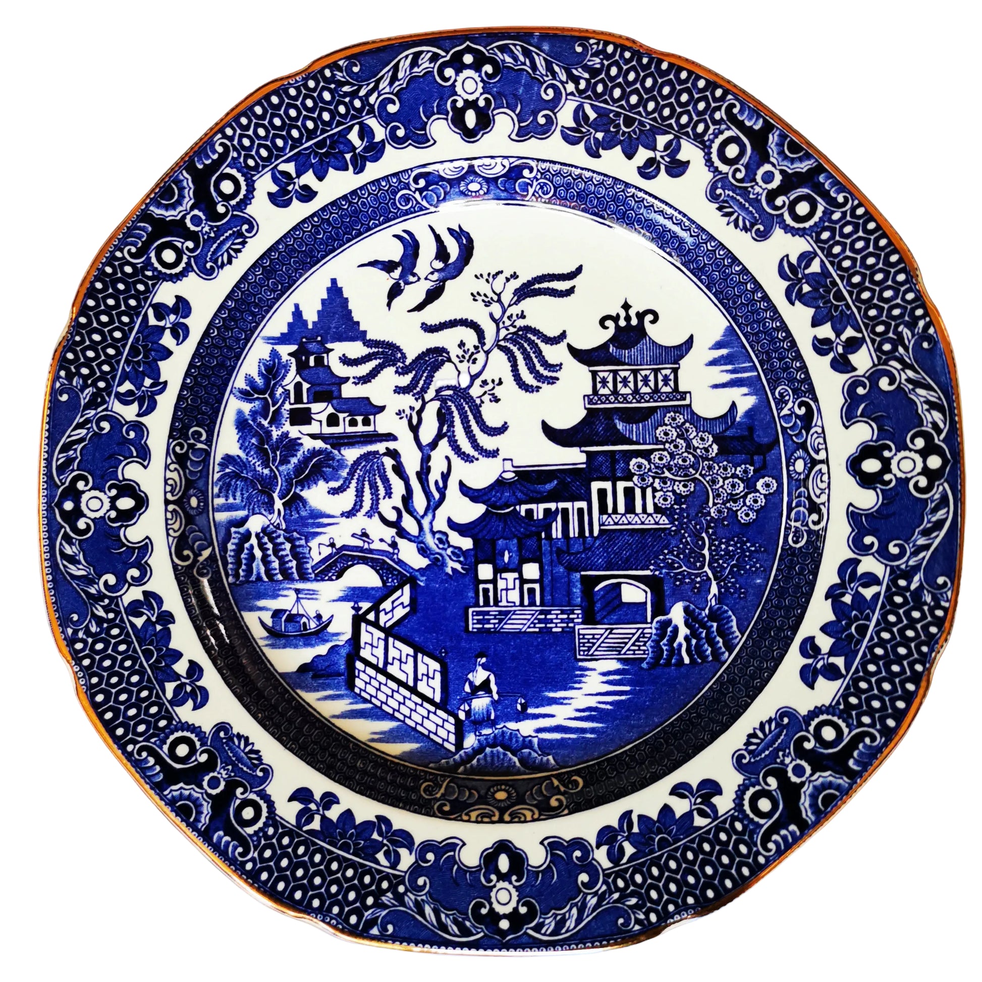 Burgess & Leigh Burleigh Ware Blue and White Willow China Dessert Plate