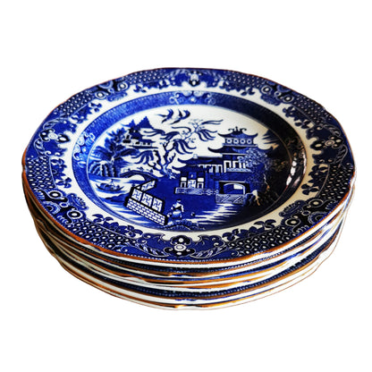 Burgess-&-Leigh-Burleigh-Ware-Blue-and-White-Willow-China-Dessert-Plate
