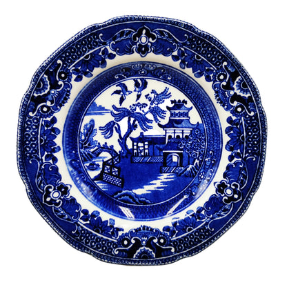 Burgess-&-Leigh-Burleigh-Ware-Willow-Blue-and-White-China-Bisuit-Plates