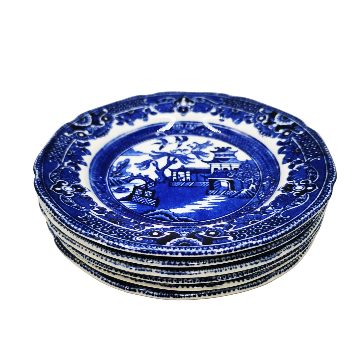 Burgess-&-Leigh-Burleigh-Ware-Willow-Blue-and-White-China-Serving-Bowl