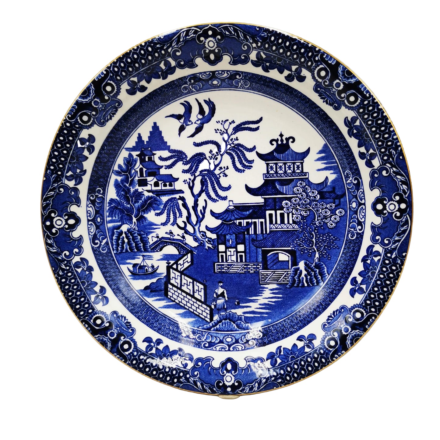 Burgess & Leigh Burleigh Ware Willow Blue and White China Large Dessert Bowl