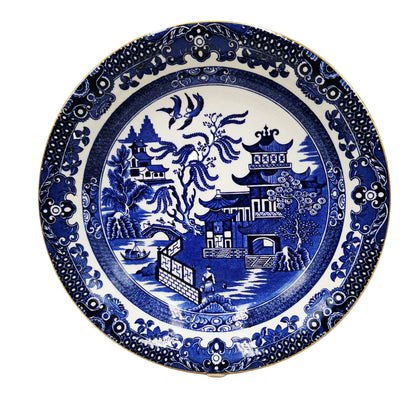 Burgess & Leigh Burleigh Ware Willow Blue and White China Large Dessert Bowl