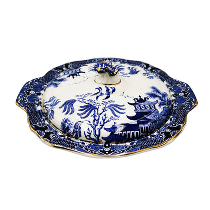 Burgess & Leigh Burleigh Ware Willow Blue and White China Lidded Tureen