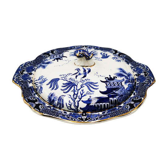 Burgess & Leigh Burleigh Ware Willow Blue and White China Lidded Tureen