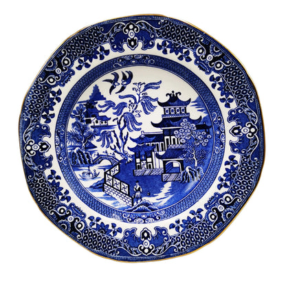 Burgess & Leigh Burleigh Ware Willow Blue and White China Rimmed 7.5-inch Dessert Bowl