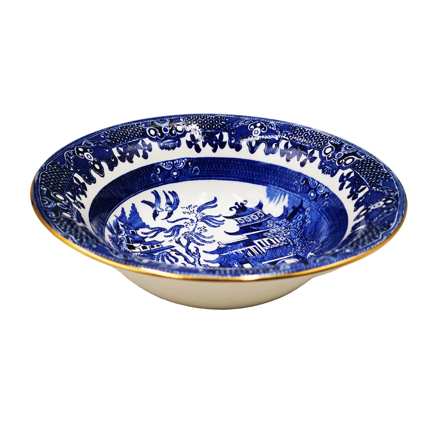 Burgess & Leigh Burleigh Ware Willow Blue and White China Serving Bowl