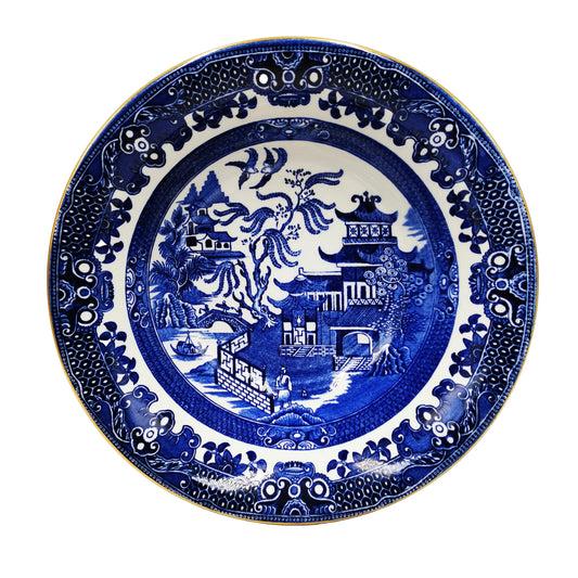 Burgess-&-Leigh-Burleigh-Ware-Willow-Blue-and-White-China-Serving-Bowl