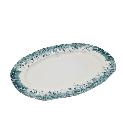 Burgess-&-Leigh-Clematis-Green-and-White-Floral-China-Oval-Platter