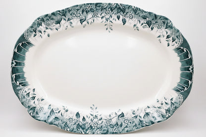 Burgess-&-Leigh-Clematis-Green-and-White-Floral-China-Oval-Platter