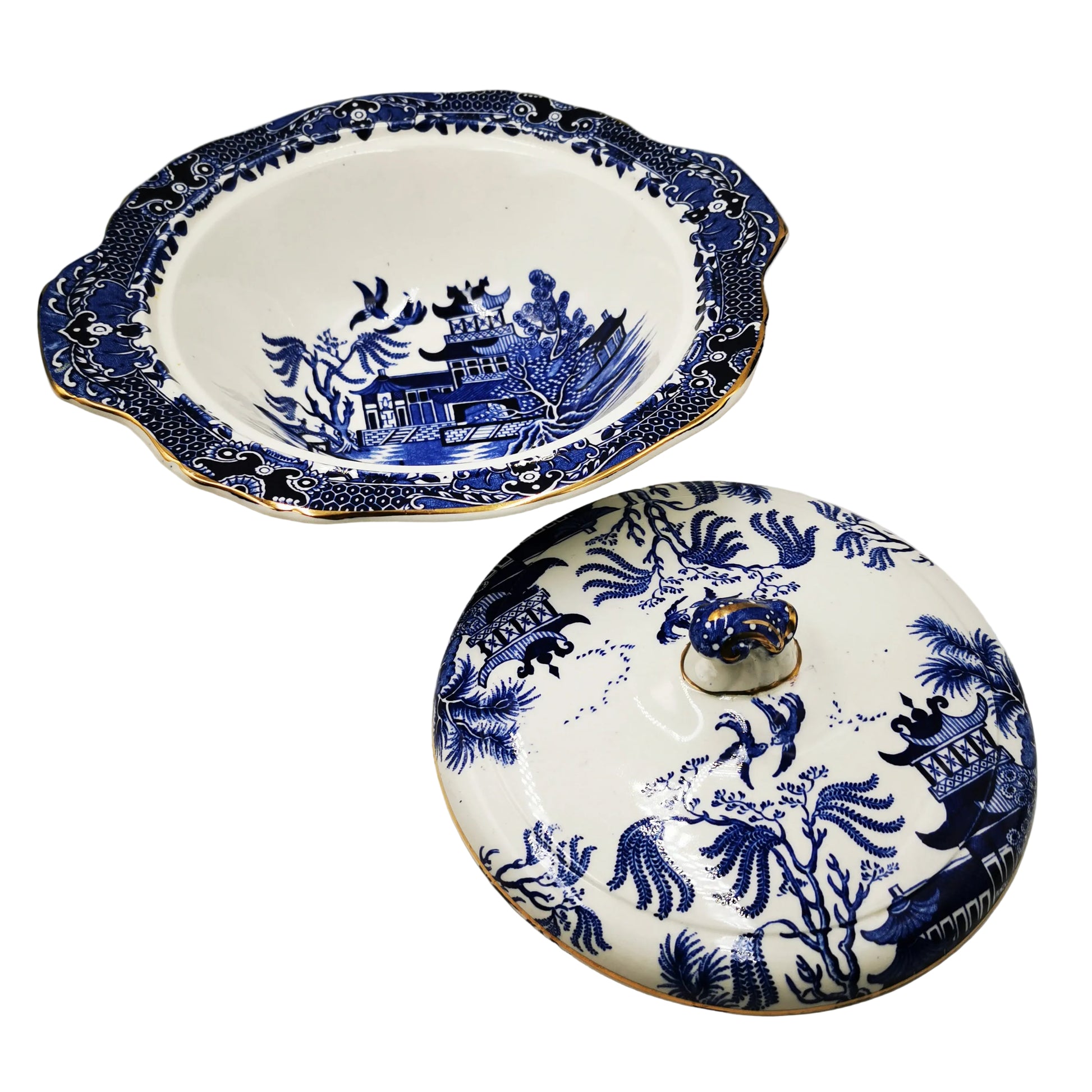 Burleigh-Ware-Willow-Blue-and-White-China-Lidded-Tureen