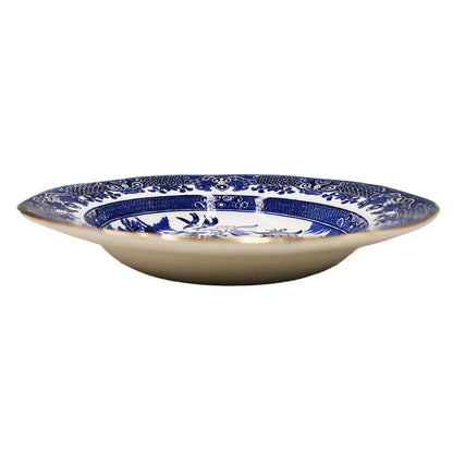 Burgess-&-Leigh-Burleigh-Ware-Willow-Blue-and-White-China-Rimmed-7.5-inch-Dessert-Bowl