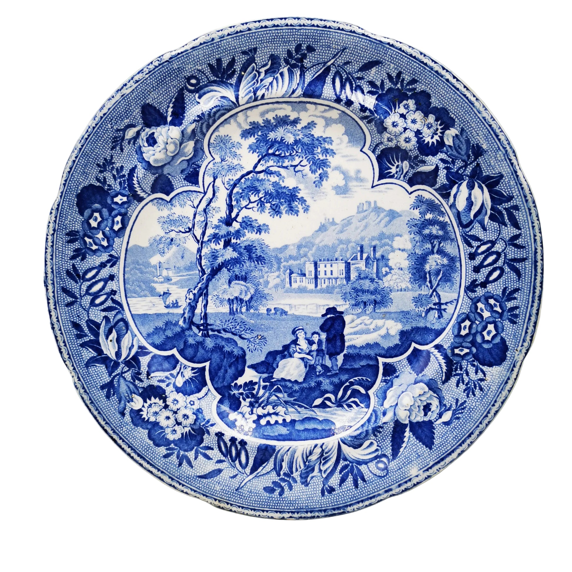Chetham & Robinson Parkland Scenery Dinner Plate Blue and White Pearlware China c1825