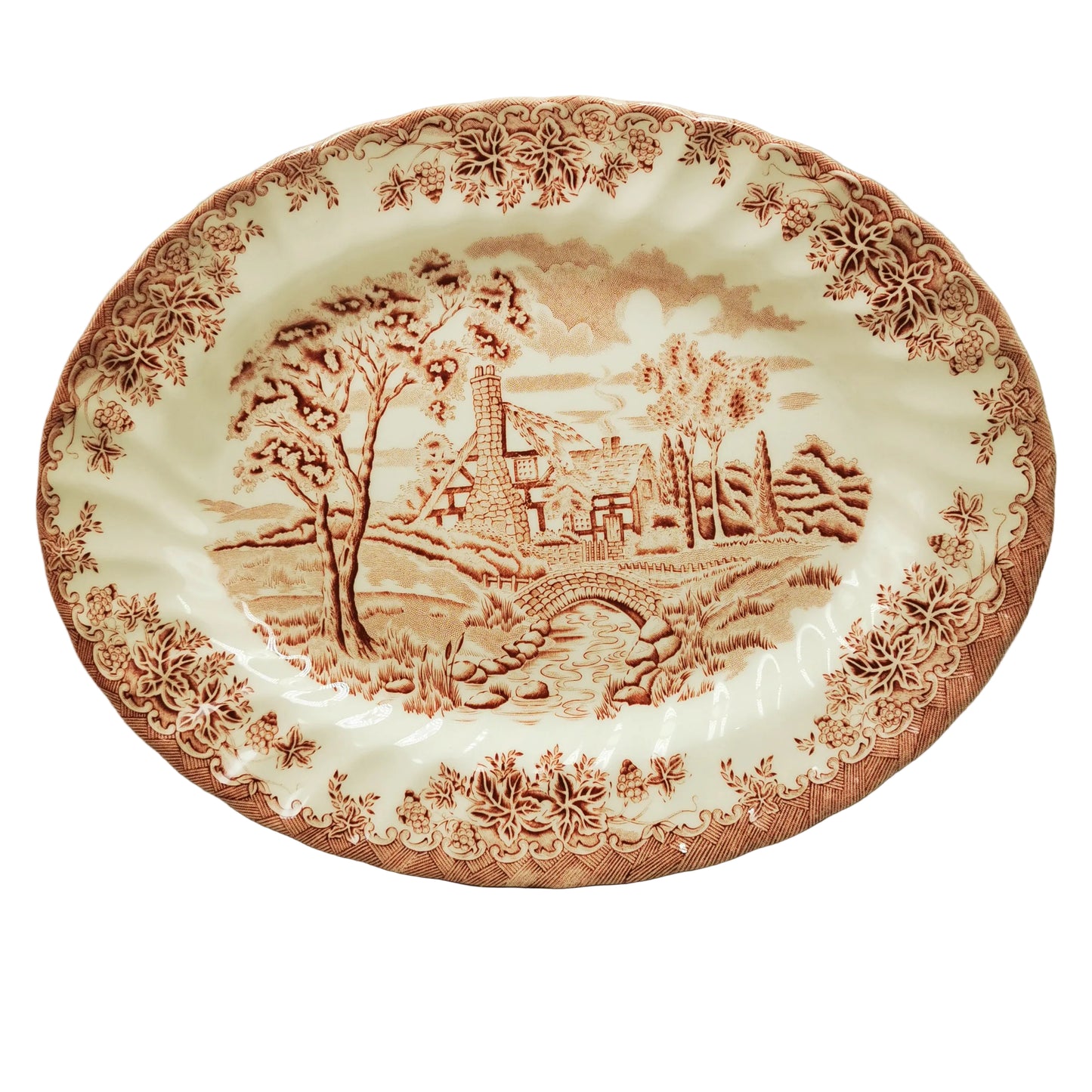 Churchill The Brook Red and White  China 12.25-inch Platter