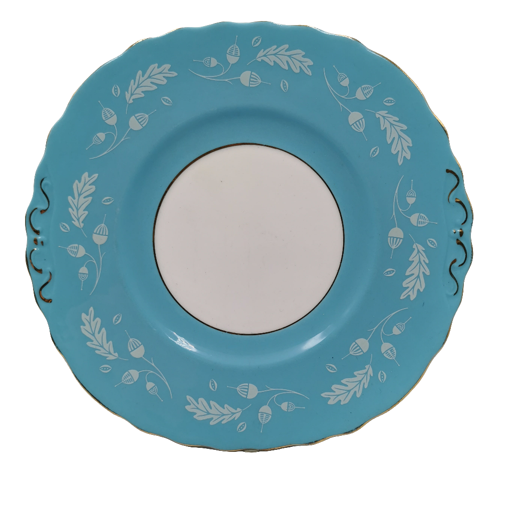 Colclough Blue Acorn China 7582 Cake Plate