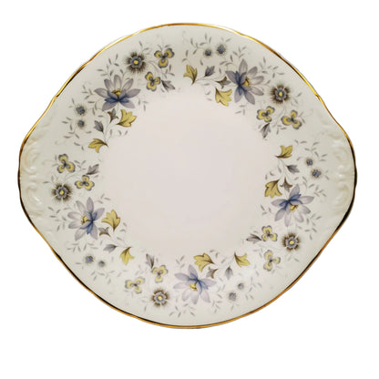 Colclough Rhapsody in Blue bone china cake plate