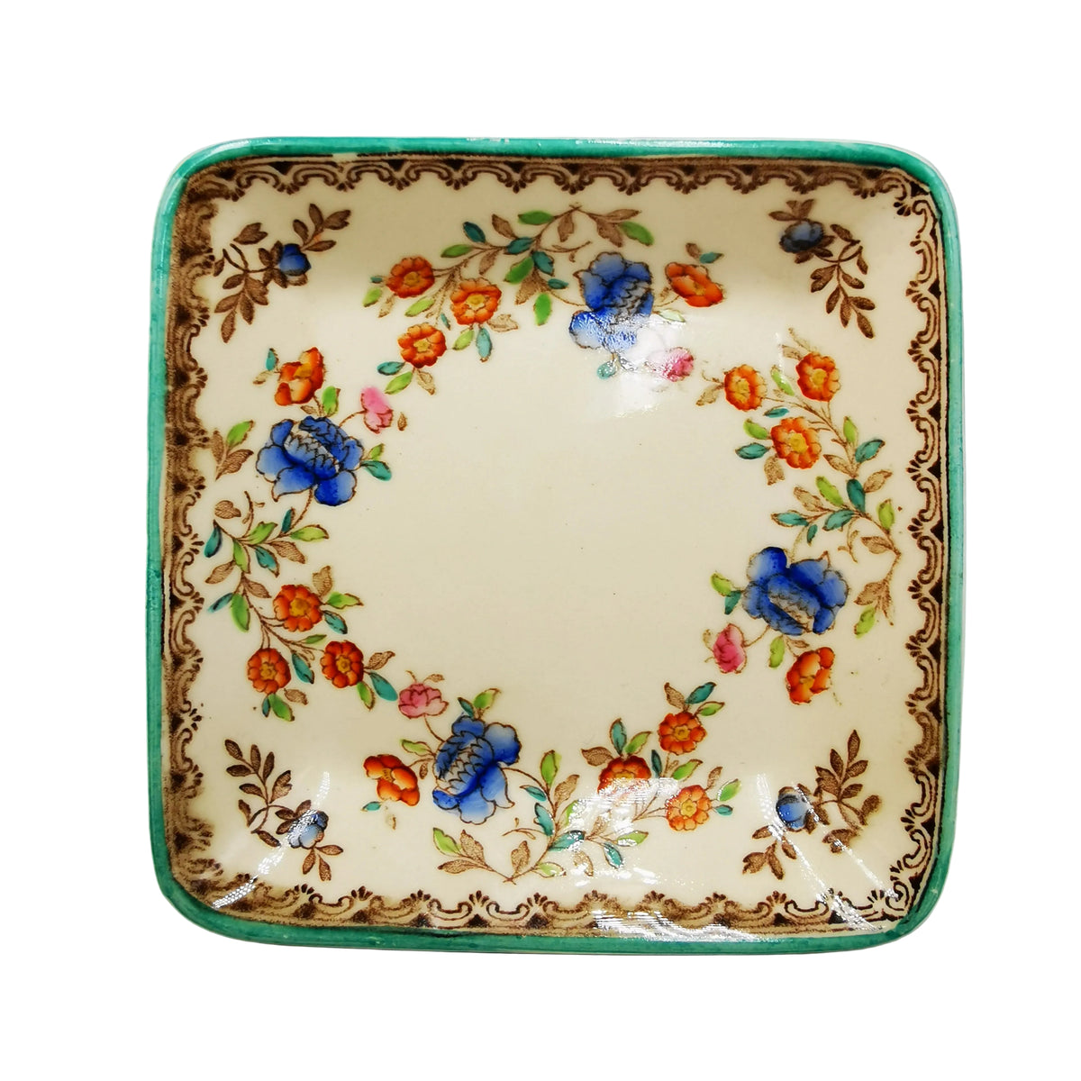 Copeland Spode Audley Green Rim Square Pin Dish