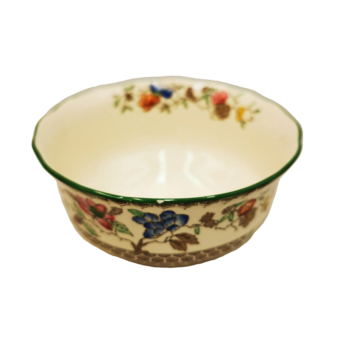 Copeland-Spode-Chinese-Rose-Green-Rim-Medium-Sugar-Bowl