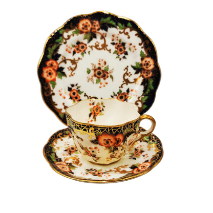 Crown-Stafforshire-A582-Imari-China-Teacup-Saucer-and-Side-Plate
