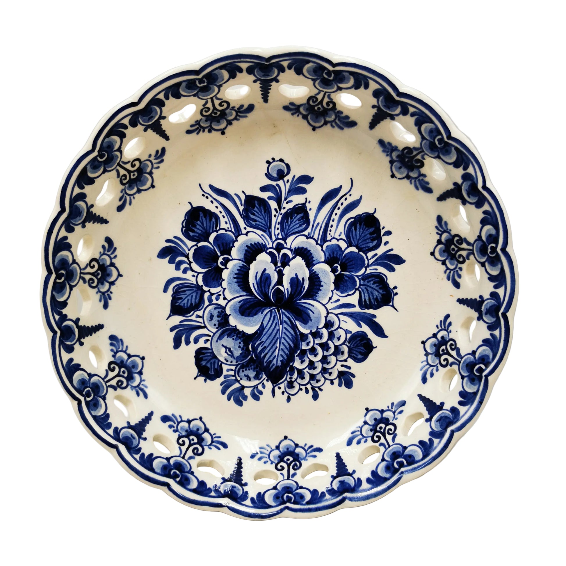 Delfts-Holland-Blue-And-White-China-Small-Pierced-Bowl