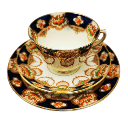 Doric China Blue Imari China pattern 900 Teacup Saucer and Side Plate Trio