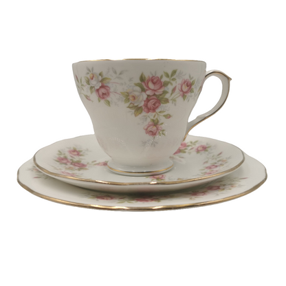 Duchess China June Bouquet Pattern Teacup Saucer and Side Plate Trio